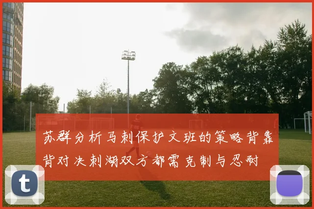 苏群分析马刺保护文班的策略背靠背对决刺湖双方都需克制与忍耐